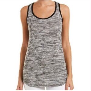 CAbi Horizontal heathered gray/black tank top